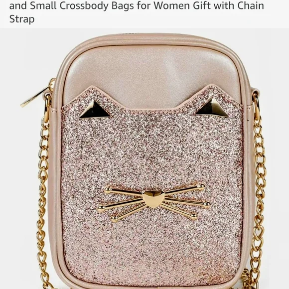 Glittery Cat Mini Bag with Chain Strap - Picture 2 of 12